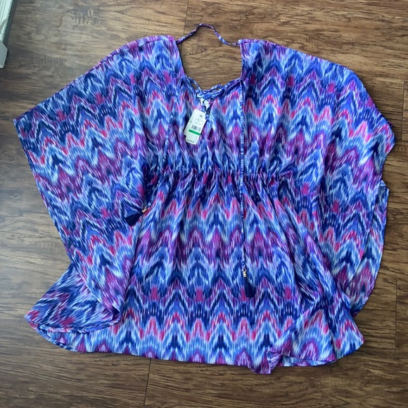 🆕 Tommy Bahama Ikat Mirage Lace Front Tunic - Picture 3 of 7